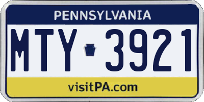 PA license plate MTY3921