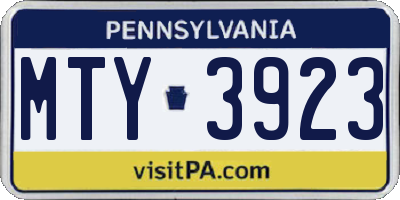 PA license plate MTY3923