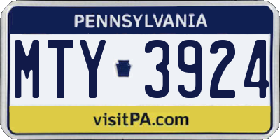 PA license plate MTY3924