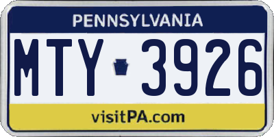 PA license plate MTY3926