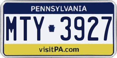PA license plate MTY3927