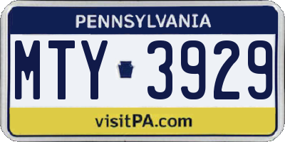 PA license plate MTY3929