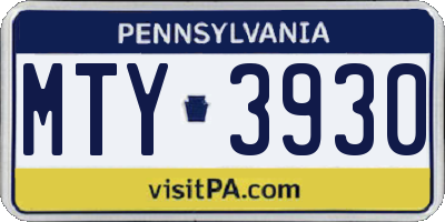 PA license plate MTY3930