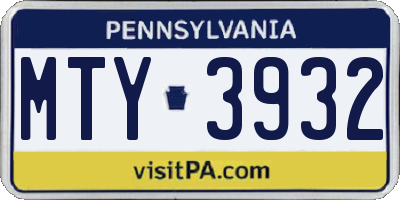 PA license plate MTY3932