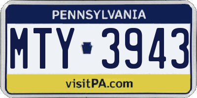 PA license plate MTY3943