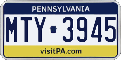 PA license plate MTY3945