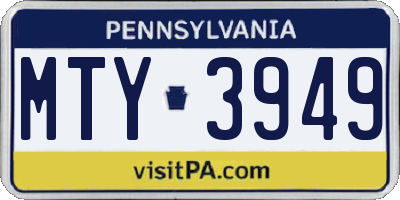 PA license plate MTY3949