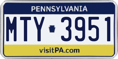 PA license plate MTY3951