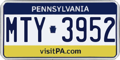 PA license plate MTY3952