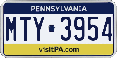 PA license plate MTY3954