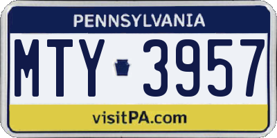 PA license plate MTY3957