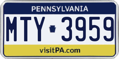 PA license plate MTY3959