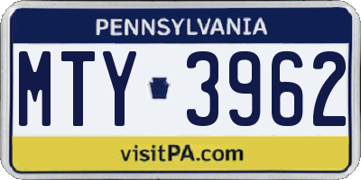 PA license plate MTY3962