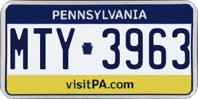 PA license plate MTY3963