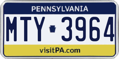 PA license plate MTY3964