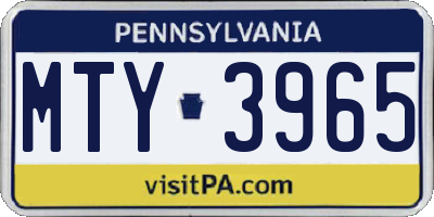 PA license plate MTY3965