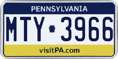 PA license plate MTY3966