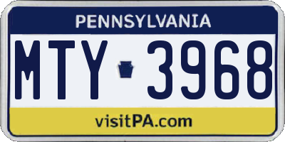 PA license plate MTY3968