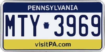 PA license plate MTY3969