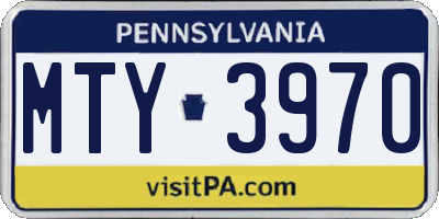 PA license plate MTY3970