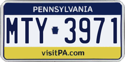 PA license plate MTY3971