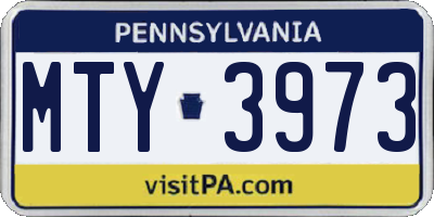 PA license plate MTY3973