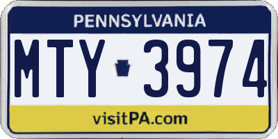 PA license plate MTY3974
