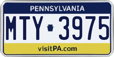 PA license plate MTY3975