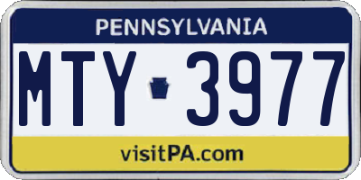 PA license plate MTY3977