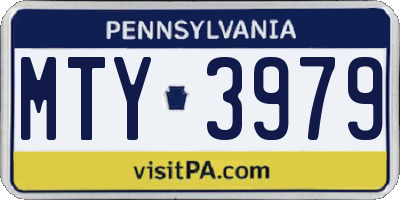 PA license plate MTY3979