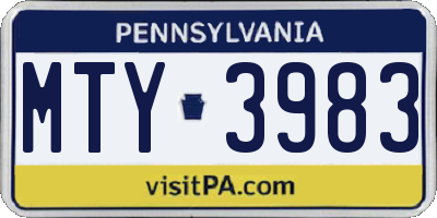 PA license plate MTY3983