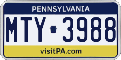 PA license plate MTY3988
