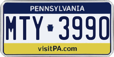 PA license plate MTY3990