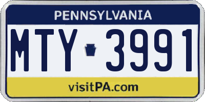 PA license plate MTY3991