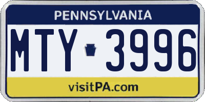 PA license plate MTY3996