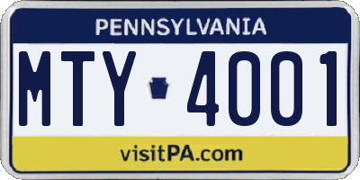 PA license plate MTY4001