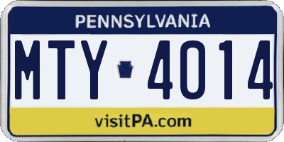 PA license plate MTY4014