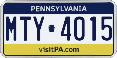 PA license plate MTY4015
