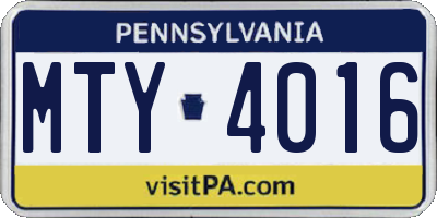 PA license plate MTY4016