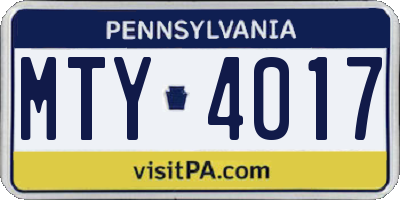 PA license plate MTY4017