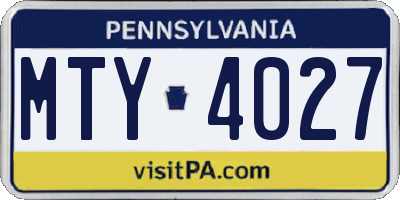PA license plate MTY4027