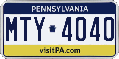 PA license plate MTY4040