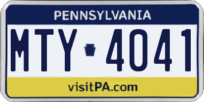 PA license plate MTY4041