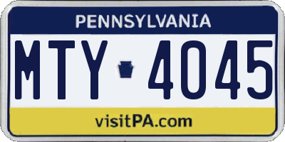 PA license plate MTY4045