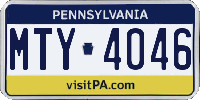 PA license plate MTY4046