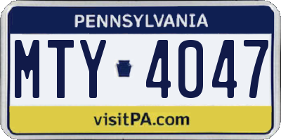 PA license plate MTY4047