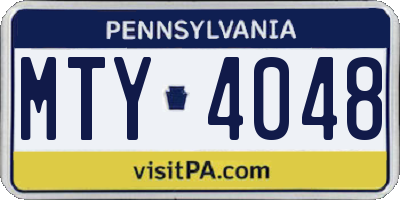 PA license plate MTY4048