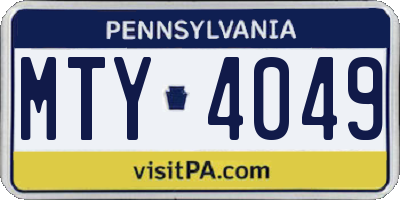 PA license plate MTY4049