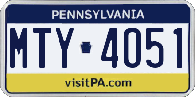 PA license plate MTY4051
