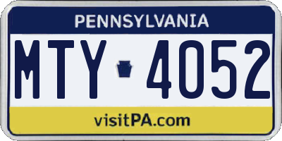 PA license plate MTY4052